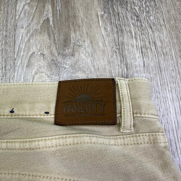 Faherty Mens Beige Denim Stretch Twill Preppy Casual Straight Leg Jeans Size 31 - Picture 10 of 16